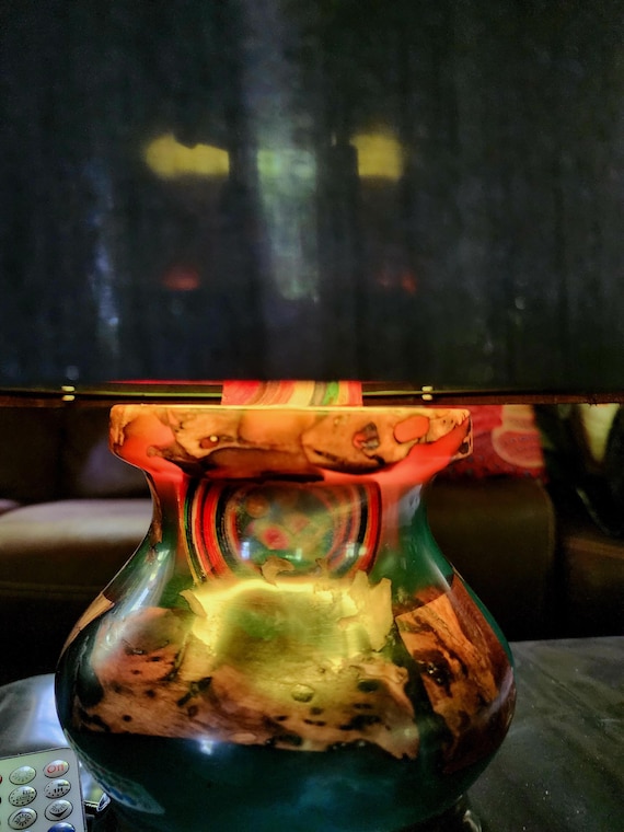 wood/resin hybrid hand turned lamp