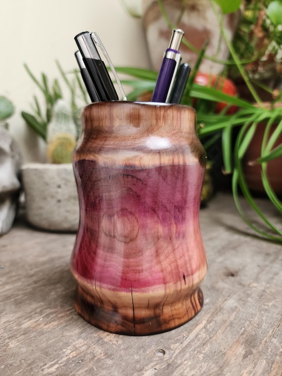 Hand turned pencil container