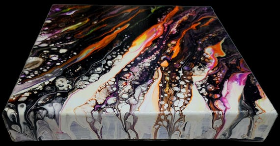 Acrylic pouring on 10x10 gallery wrapped canvas