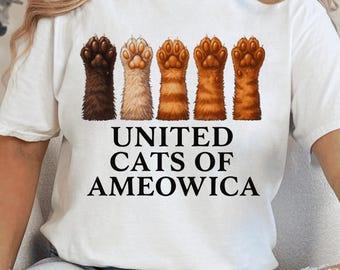 Funny Cat Paw Print PNG Design United Cats of Ameowica, America Cute Pet Kitten Cat Lover PNG Design United States of America USA Cat Design