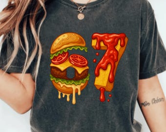 67 Six Seven 6 7 Burger & French Fries - Brainrot Meme Png Design Trendy Hamburger 6-7 Meme PNG Design Gift Pizza and Chicken Nuggets Meme