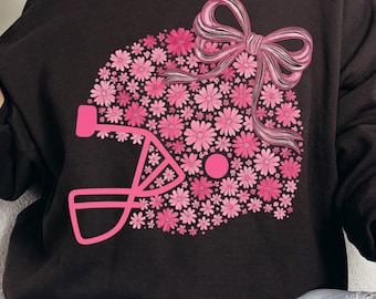 Preppy Breast Cancer png Cute Floral Football Coquette Helmet Pink Out png Breast Cancer Tackle Cancer Game Day Png Stronger Than Cancer