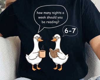 Six Seven Meme Cute Goose Book Lovers Design How Many Nights A Week Should You Be Reading PNG SVG, 6 7 Meme PNG, Funny Reading Meme Svg Png