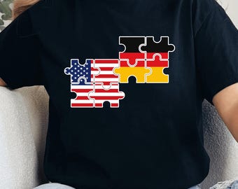 Rompecabezas de la bandera de Estados Unidos y Alemania PNG: Amistad patriótica PNG, diseño de unidad cultural (descarga digital)