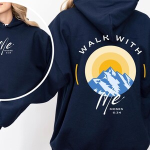 Biblical Quote Hoodie Spiritual Mountain Design Faith Inspired Pullover Religious Youth Apparel Comfortable Cotton Blend Casual Wear Collection Mountain Graphic Print Everyday Style Essential Modern Faith Fashion Unisex Size Range