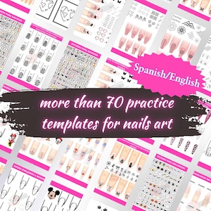 Pacote com os 70 modelos de Nail Art mais vendidos | Estênceis | Folhas de prática para Nail Art | Modelos de adesivos para unhas | Nail Art para imprimir | PDF para unhas DIY