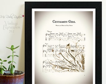 Cinnamon Girl, Neil Young, Music Sheet, Print ~ Valentines Day, Anniversary, Wedding Gift