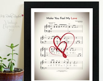 Bob Dylan 'Make You Feel My Love' Personalised Song Lyrics Framed Print 