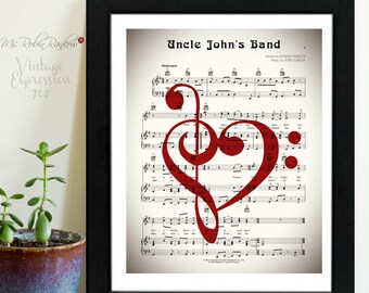Grateful Dead, Uncle John's Band, on Music Sheet, Print