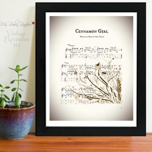 Cinnamon Girl, Neil Young, Music Sheet, Print ~ Valentines Day, Anniversary, Wedding Gift
