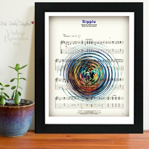 Grateful Dead, Ripple, on Lyric Song Music Sheet, Print