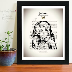 Dolly Parton, Jolene,  Music Sheet, Art Print