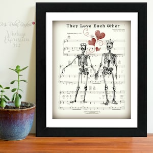 Grateful Dead, They Love Each Other, Wedding Gift, Anniversary Gift, Bridal Shower Gift, Valentines Day, Music Sheet, Print