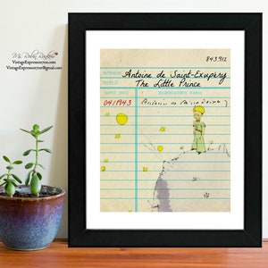 The Little Prince, Antoine de Saint-Exupéry, Vintage Library Card Art, Book Art