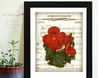 Grateful Dead, Scarlet Begonias, on Original Lyric Song Music Sheet, Print