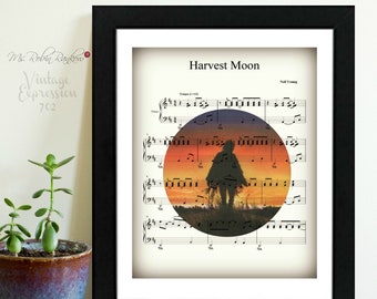 Harvest Moon, Neil Young, Music Sheet, Print ~ Valentines Day, Anniversary, Wedding Gift