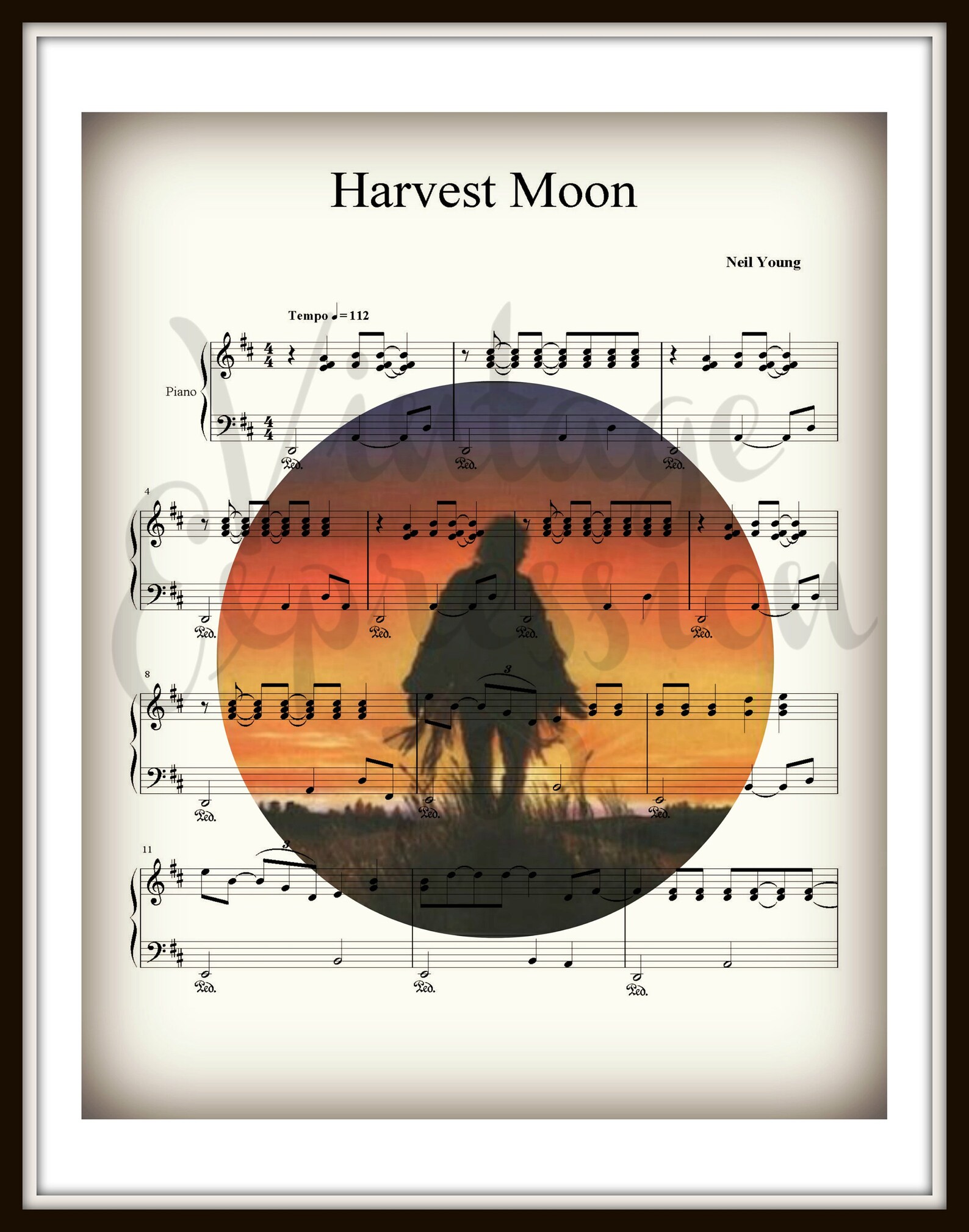 Harvest Moon Neil Young Music Sheet Print Valentines Day - Etsy