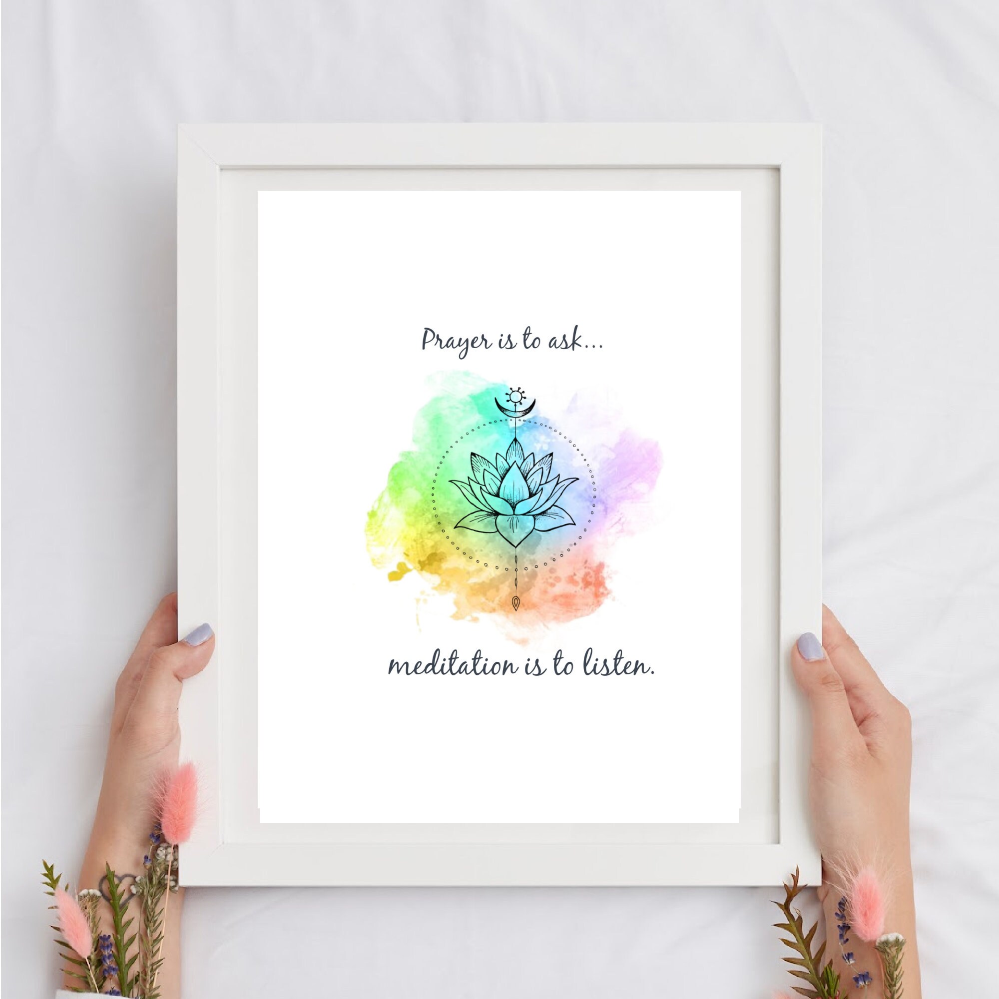 Prayer is to Ask, Meditation is to Listen, Silhouette, Instant Digital DownloaL