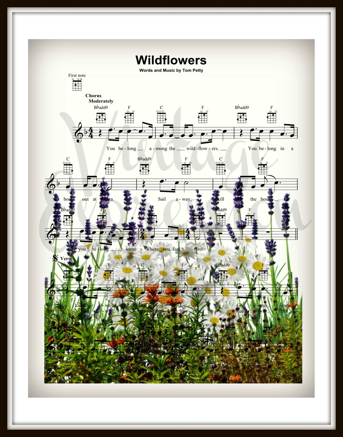 Wildflowers Tom Petty Music Sheet Art Print Etsy