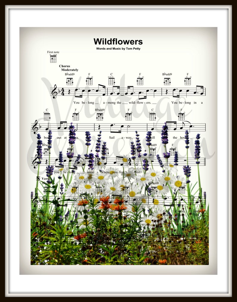 Wildflowers Tom Petty Music Sheet Art Print Etsy