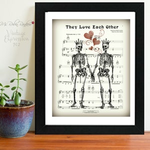 Grateful Dead, They Love Each Other, Wedding Gift, Anniversary Gift, Bridal Shower Gift, Valentines Day, Music Sheet, Print image 2