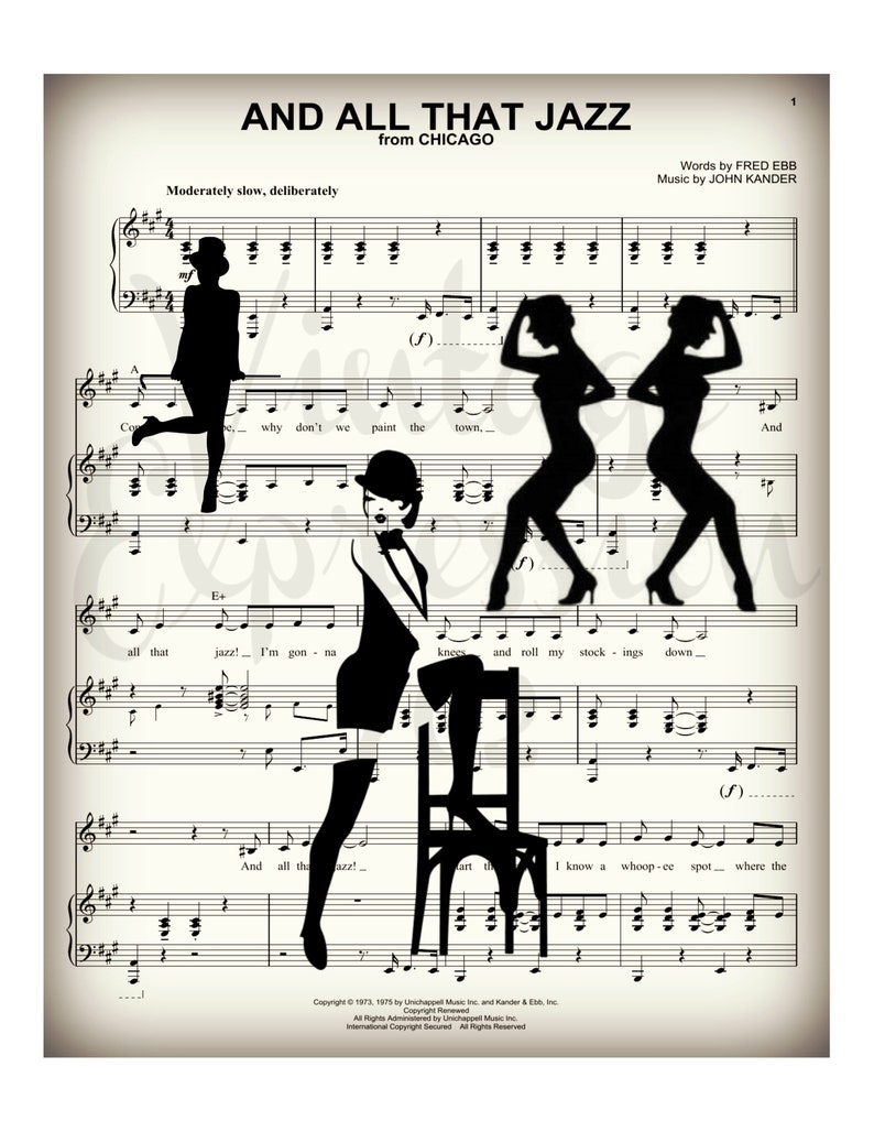 All That Jazz Chicago Musical Cabaret Music Song Sheet Etsy