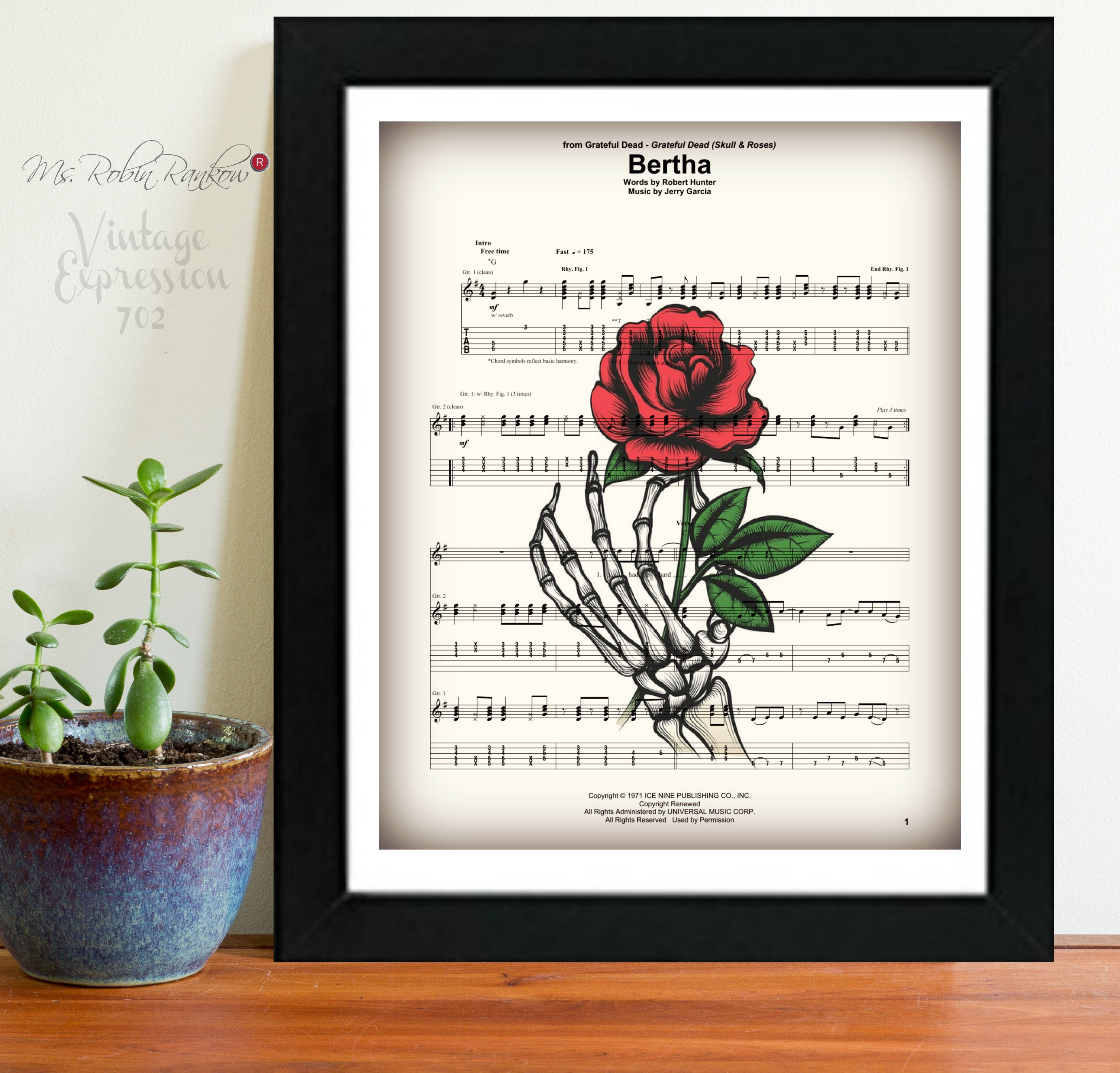Bertha, Grateful Dead, Music Song Sheet, Print
