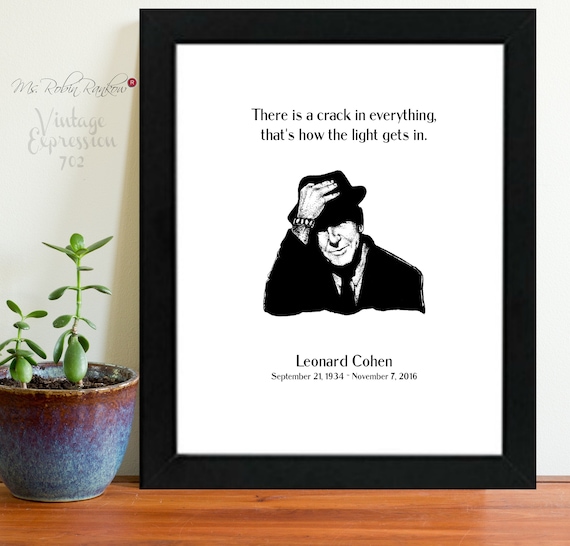 Leonard Cohen Citation Silhouette Telechargement Numerique Etsy Canada