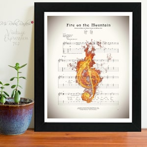 Fire on the Mountain, Grateful Dead, Music Song Sheet, Print