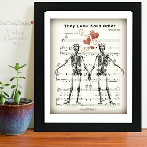 Grateful Dead, They Love Each Other, Wedding Gift, Anniversary Gift, Bridal Shower Gift, Valentines Day, Music Sheet, Print image 3