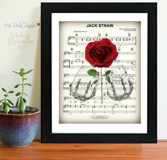Jack Straw Grateful Dead inspired Music Sheet Print Art Etsy
