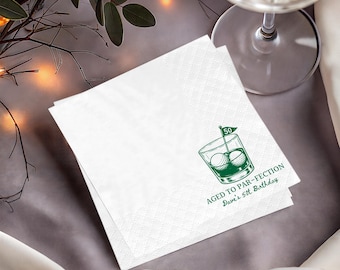 Personalized 50th Birthday Cocktail Napkins, Golf Birthday Party,  Let's par tee Decor, Custom Birthday Favors