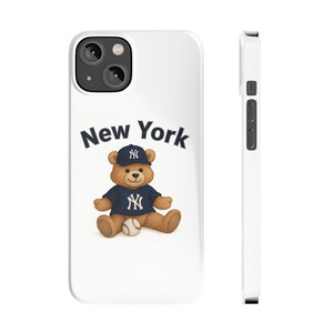 Etui na telefon New York Yankees Bear, urocze etui sportowe, prezent dla fanów Yankees, spersonalizowane etui na iPhone'a, akcesoria baseballowe