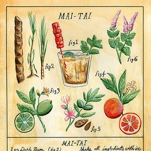 Botanical Mai Tai print (classic tiki cocktail)