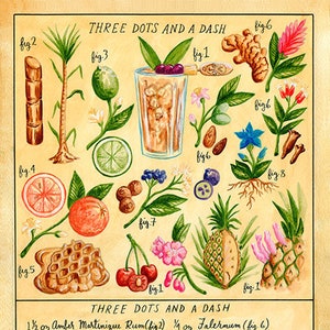 Botanical Three Dots And A Dash print (classic tiki cocktail)