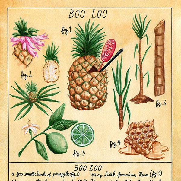 Botanical Boo Loo print (classic tiki cocktail)