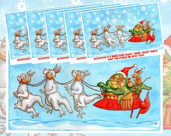 Star Wars Jabba the Hutt Santa Claus Christmas postcard set of 20