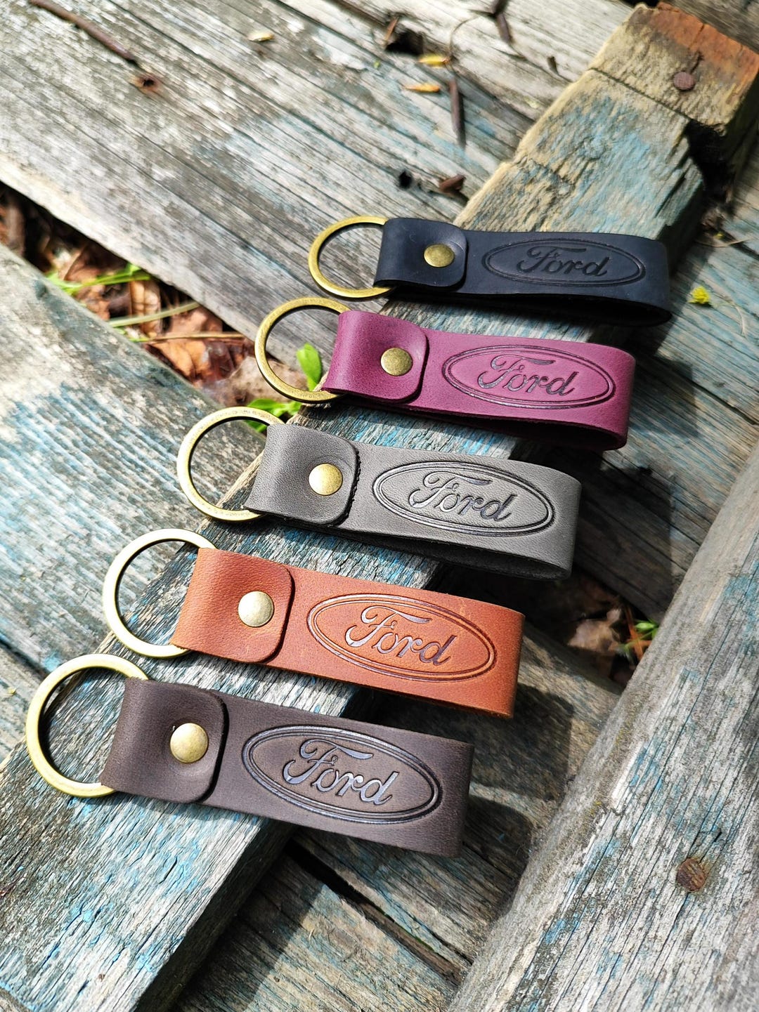 Ford Keychain Script Ford Car Keychain | Personalized Leather Keyring | Custom Initials Gift ...