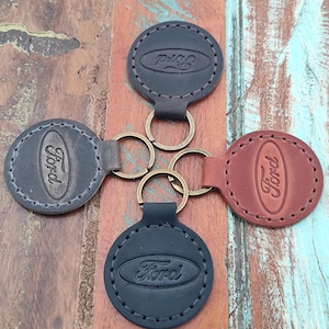 Personalized FORD Leather Keychain | Handmade Keyring | Custom Initials | Gift for Drivers