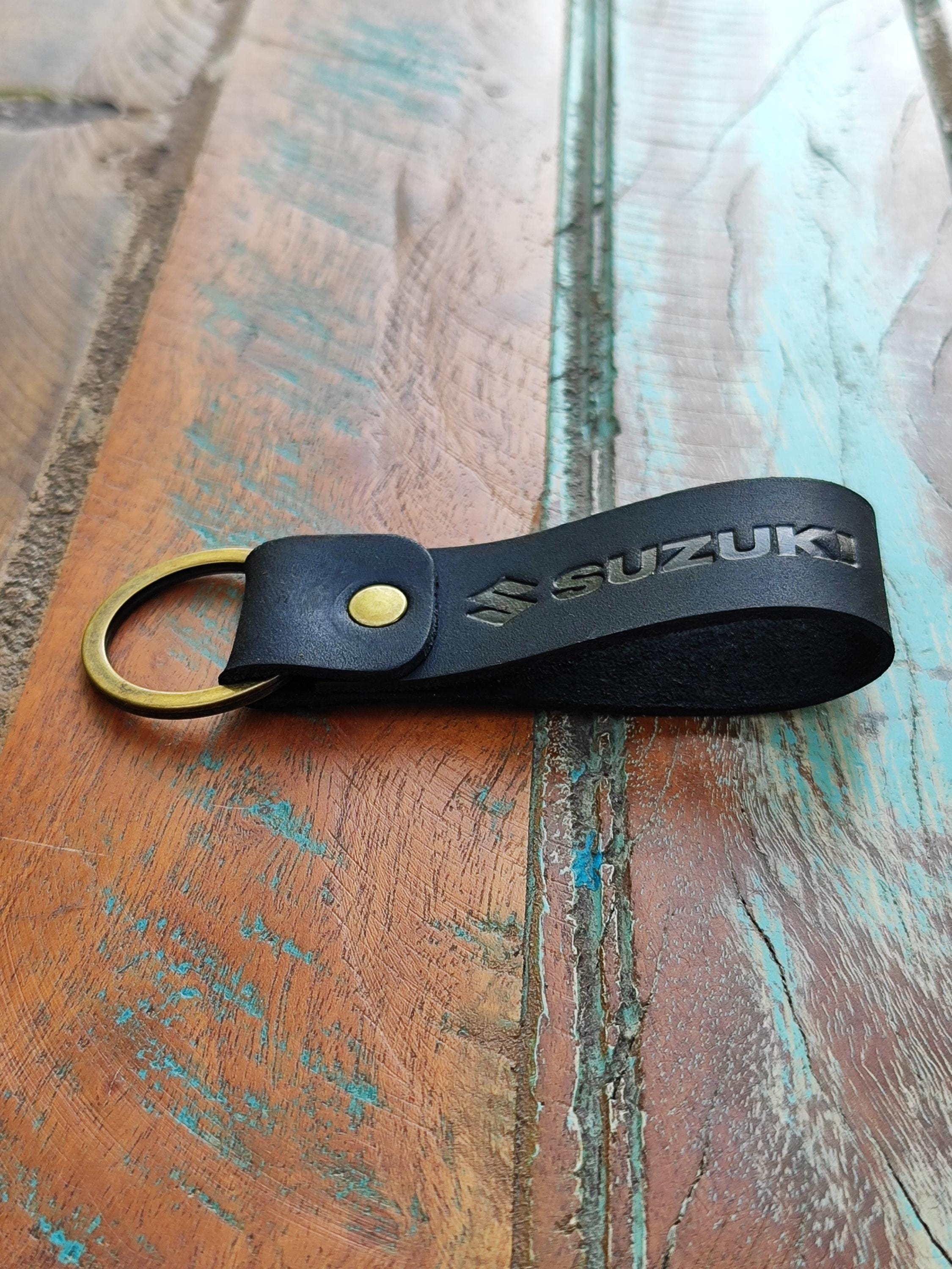 Personalized Suzuki Leather Keychain | Handmade Keyring | Custom