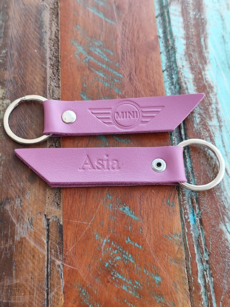 Personalized Mini Cooper Leather Keychain | Handmade Keyring | Custom ...