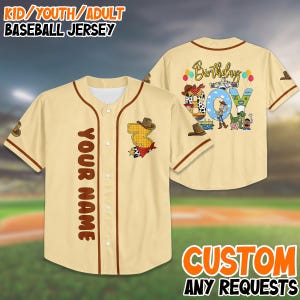 Custom Toy Story Birthday baseball Jersey, Custom Name Baseball Shirt, Woody Buzz Theme Outfit, Disney Birthday Gift, Matching Family Outfit