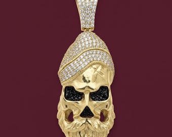 14k Gold Stilisierter Schädel Anhänger