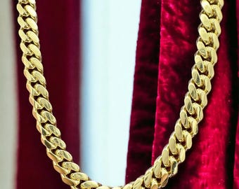 Solide 14k Gold 6 MM kubanische Gliederkette