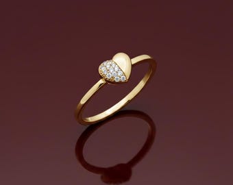 14k Gold Dainty Heart Ring
