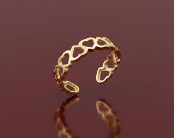 14k Gold Open Heart Adjustable Band