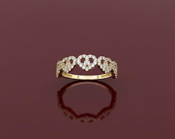 14k Gold Stackable Hearts Ring