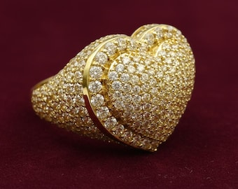 Anello a forma di cuore 3D in oro 14k