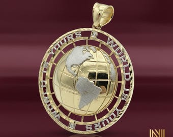 10k Gold World Anhänger (6 cm) // Gold Globe Anhänger // The World Is Yours Anhänger
