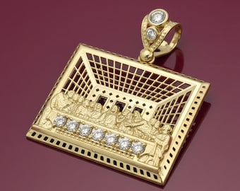 14k Gold Abendmahl Anhänger (3,5 cm)